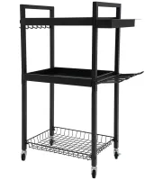 Carro MZY-857 3-tier tool cart, metal organizer rack on wheels for storing power tools and accessories