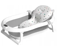 Smart Babyhood BH-334G folding baby bathtub for babies with LED thermometer, cushion and shower handle Grey