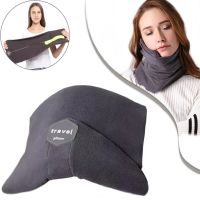Дорожная подушка-шарф для шеи Supretto Travel Pillow для путешествий, Туристическая флисовая подушка в дорогу и для сна в машину Серая