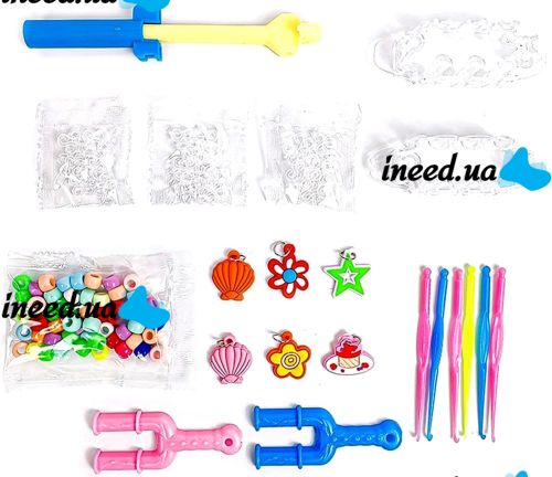 Набор резинок для плетения браслетов Band Accessory Case NR-1 комплект 3 яруса с крючком и держателем для рукоделия 1500 штук в кейсе от 3-х лет