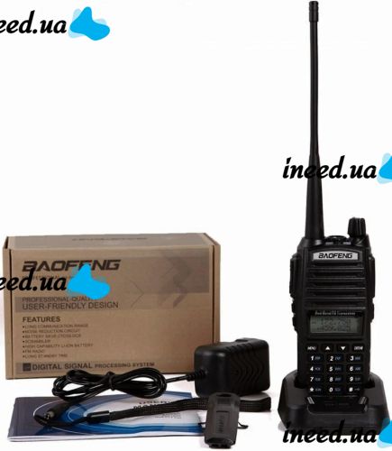 Дводіапазонна рація Baofeng UV82 5W на 128 каналів до 7 км портативна цифрова радіостанція з гарнітурою і подвійною кнопкою 2800 мАг UV - 82 Чорна