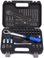 Trimann TM-32 Tool Set with a 5–25 Nm Torque Ratchet and 32-Piece Bit Set, Handheld Quick-Release Ratchet Wrench Set in a Case