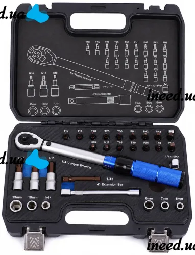 Trimann TM-32 Tool Set with a 5–25 Nm Torque Ratchet and 32-Piece Bit Set, Handheld Quick-Release Ratchet Wrench Set in a Case