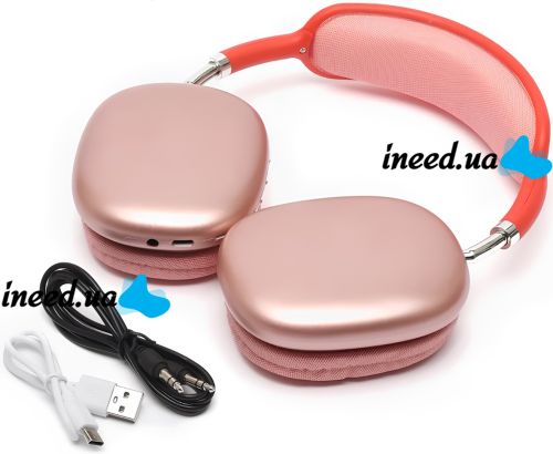 Накладні бездротові навушники Bluetooth Macaron P9 Max з AUX повнорозмірні блютуз стереонавушники зі слотом карти пам'яті MicroSD, TF Card червоні