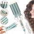 Professional wave flat iron VGR V-595 90W 22mm Ceramic Triple 3 wave tongs, Hollywood curl styling and curling device Green