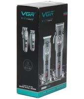 Комплект из двух аккумуляторных машинок VGR V-675 2 в 1 для стрижки и окантовки волос и бороды, беспроводная машинка триммер с насадками в чехле