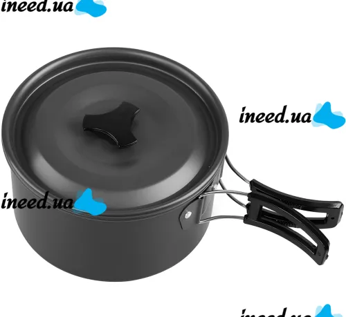 Туристический кухонный набор посуды Cooking Set SY-200 2 в 1 комплект сковородка, кастрюля и кухонные принадлежности в чехле для кемпинга DS-200