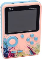 Portable Mini Gaming Console with Joystick Game Player G5 for 500 Built-in Games, Pocket Retro TV Set-top Box AV Micro USB Pink