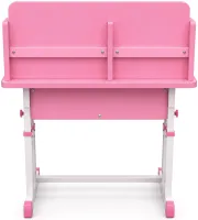 Bambi JU-5129 Convertible Children's Desk and Chair Set—Height-Adjustable Desk and Chair with Shelves and Backpack Holder, 26X-157, Pink