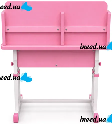 Bambi JU-5129 Convertible Children's Desk and Chair Set—Height-Adjustable Desk and Chair with Shelves and Backpack Holder, 26X-157, Pink