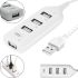 Hi-Speed XD4 White 4 Port USB Hub, Universal splitter with 4 outputs Hub Adapter HUB 480Mbps for computer from USB White