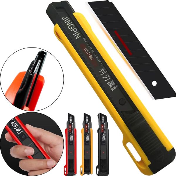 Канцелярский телескопический нож Utility knife Jingpin HST-SK 18мм с выдвижным сегментным лезвием для отделочных работ, Строительный ножик для дома