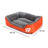 Глибока пухнаста лежанка пуфик для кішки і собаки Pet Hut 44х33 см, М'яка підстилка для собак і кішок, прямокутний лежак для домашніх тварин
