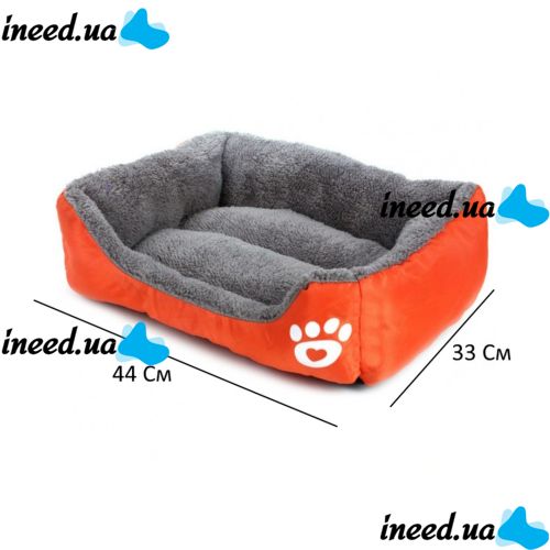 Глибока пухнаста лежанка пуфик для кішки і собаки Pet Hut 44х33 см, М'яка підстилка для собак і кішок, прямокутний лежак для домашніх тварин