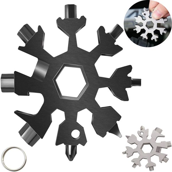 Универсальный инструмент мультитул с кольцом 18 в 1 SnowFlake Wrench Tool, Портативный набор ключей Снежинка отвертка, шестигранник, гаечный ключ