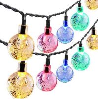 Уличная садовая гирлянда лампочки RGB Crystal Balls Lights 6 метров 20 LED фонариков на солнечной батарее, Водонепроницаемые фонарики Solar для сада