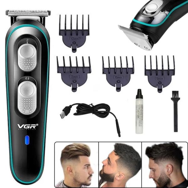 Wireless Universal VGR V-055 Clipper and Beard 10W, Cordless Edging Trimmer for Beard and Mustache Care with Attachments