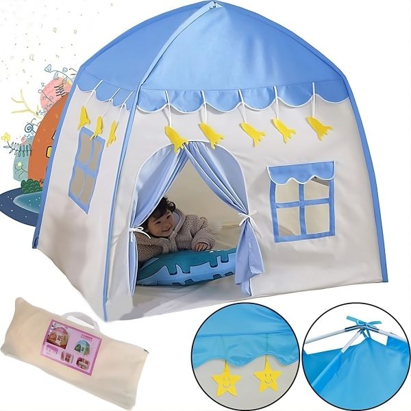 Детская игровая палатка в виде домика Garden Play Tent 130х130х100 см с окнами для дома и улицы, Игровой шатер для детей с сумкой Синий