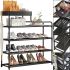 Shoe rack with a shelf for accessories Araqel Shoe Rack organizer rack for storing shoes 60x21x78 cm metal rack with 5 shelves in the hallway Black