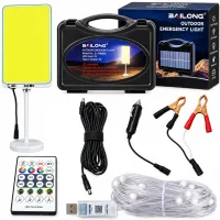Bailong ZJ-HW006 Spotlight Charging Station with Remote Control, Lantern with String Lights on a Tripod, Featuring a Power Bank and Solar Panel, Powered by a Battery and Cigarette Lighter