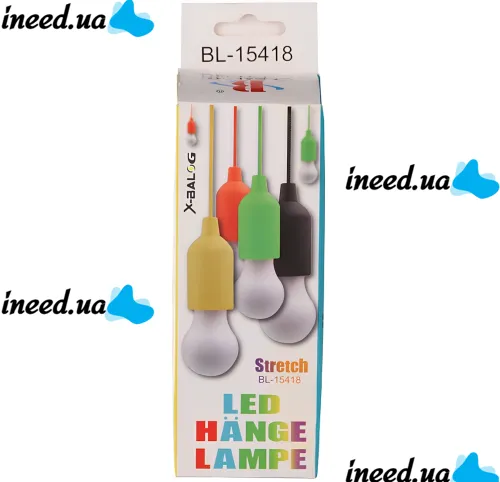 Подвесная LED лампа на шнурке Bailong BL-15418 портативный светодиодный фонарь на веревке, навесная лампочка на батарейках TY-6088 Холодный белый 