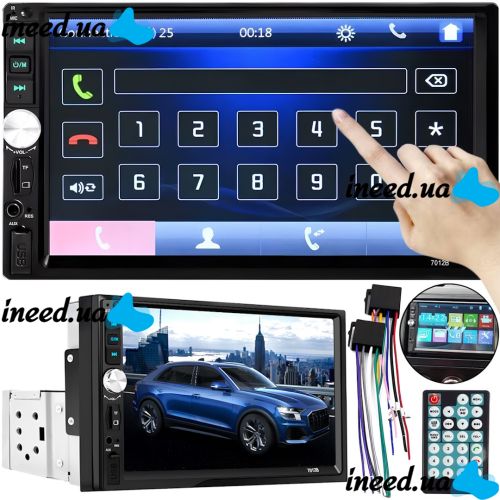Car Radio 1Din Pioneer 7012B Bluetooth Radio with 7 inch Touch Screen and Remote Control USB, SD, MP5, TF, FM Car Player Pioneer 1 Din