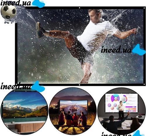 Projector Screen 72 inches, wall-mounted Projection Portable Hanging HD Screen for Presentations, canvas with Frame 180-degree view 156X86 cm