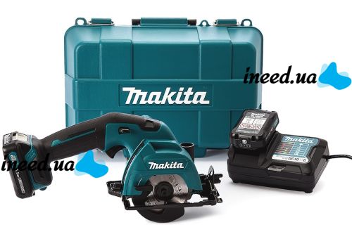 Акумуляторна дискова пила Makita HS301DWYE 10.8 V 1.5 Ah ручна циркулярна пила 85 мм 25.5 мм на два акумулятора для чистого розпилу в кейсі