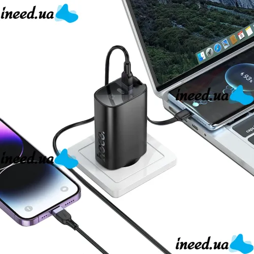 Мережевий зарядний пристрій Hoco J148 PD20W Power Bank 5000 mAh портативний зовнішній акумулятор Type-C повербанк з кабелем і адаптером для зарядки