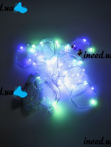 Внутренняя цветная гирлянда штора Xmas Фигурки в кольце 3 м 110 LED диодов M, светодиодная мультицветная RGB гирлянда-занавес на окно 3мх70см 220V