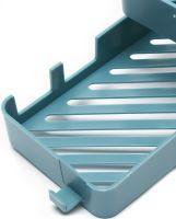 Полиця органайзер на кран Faucet Rack LY-282 багатофункціональний підвісний поворотний тримач на 3 яруси для мочалок і мила на змішувач Блакитний