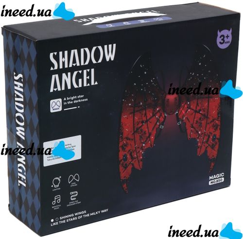 Дитячі рухливі крила Дракона Shadow Angel 2 електричні карнавальні крила на ремінцях з підсвічуванням музикою і ефектом пурхання 68 см червоні