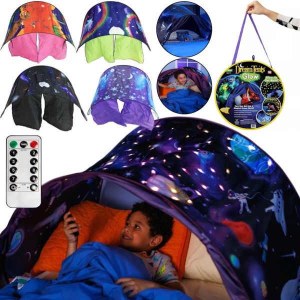 Детская игровая палатка для сна Dream Tents Glow Звездное небо тент балдахин для детской кроватки с LED подсветкой, пультом управления и сумкой