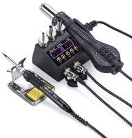 Thermo-air soldering station JCD 8898 2in1 80W soldering iron and 750W thermofan with temperature control and display for SMD soldering and electronics repair.