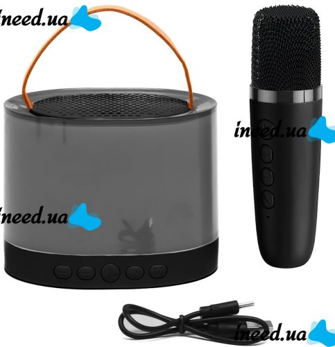Акумуляторна колонка караоке Smart Portable Speaker K52 акустична Bluetooth система з бездротовим мікрофоном і RGB світломузикою AUX TF USB