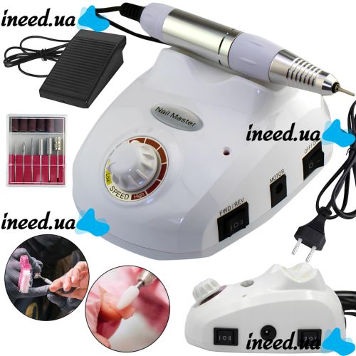 Машинка фрезер для маникюра и педикюра Beauty Nail DM-502 35000 оборотов, электрический аппарат для обработки ногтей с насадками и педалью 