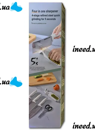 Ручна точилка для кухонних ножів Knife Sharpener NJ-522 4 в 1 настільна механічна ножеточка 5 секунд, точило для ножиць 3 рівні заточування