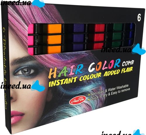 Hair Chalk Set FM227 Multicolored Dyes 6 pcs Hair Chalk Set comb set with colored crayons for coloring hair of children and adults