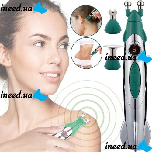 Массажная ручка с 3 насадками головками для терапии Rocket Pain Relief Pen 3 в 1 импульсный ручной акупунктурный массажер для снятия боли всего тела