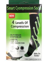 Компрессионные гольфы Smart Cyompression Socks высокие облегающие антиварикозные гетры, лечебные чулки от варикоза 2 класс компрессии Черные S/M