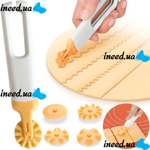 Roller Cutter Cutter Set Kitchen Pastry Knife Dough Wheel with Replaceable Discs 15.7cm Divider Cutter for Noodles, Pizza and Dough White