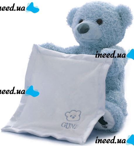 М'яка дитяча іграшка Peekaboo Bear Плюшевий ведмедик 33 см музичний інтерактивний грає в хованки говорить ведмідь від 6 місяців Пікабу Блакитний