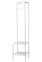 Кутова вішалка для одягу Corner Coat Rack TM2-202 вертикальна стійка з гачками для зберігання речей і двома полицями для взуття 170х43 см White