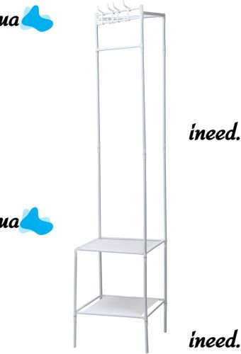 Кутова вішалка для одягу Corner Coat Rack TM2-202 вертикальна стійка з гачками для зберігання речей і двома полицями для взуття 170х43 см White