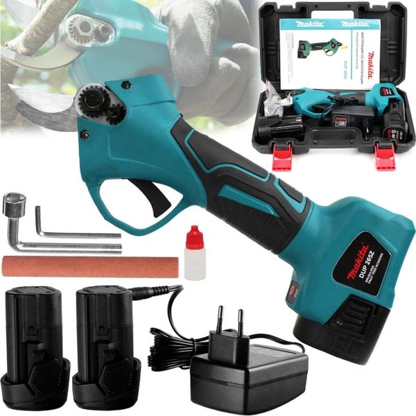 Аккумуляторный электросекатор Makita DUP265Z 12V 5AH Li-Ion садовый секатор для обрезки веток и деревьев с 2 аккумуляторами в кейсе 12В