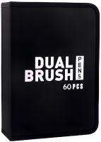 Набір акварельних маркерів-лінерів для малювання Dual Brush 60 шт комплект двосторонніх скетч маркерів кистей на водній основі в пеналі 60 кольорів