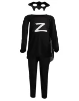 Children's Zorro Carnival Costume with Mask, Zorro Super Hero Masquerade Costume for kids from 3 to 10 years old Black