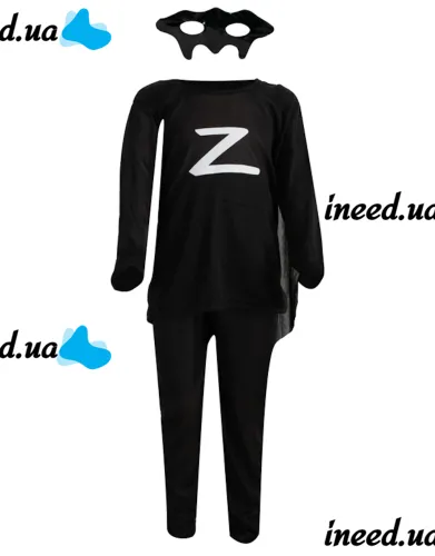 Children's Zorro Carnival Costume with Mask, Zorro Super Hero Masquerade Costume for kids from 3 to 10 years old Black