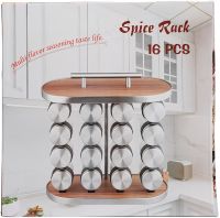 Набор баночек для хранения специй и приправ Spice Rack T013-16 полка органайзер на 16 отсеков, комплект емкостей для сыпучих продуктов на подставке