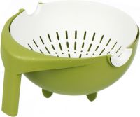 Подвійний друшляк з мискою Mesh Strainer Drain Basket JM-615 2 в 1 зливна миска-друшляк з ситом, пластиковий Ківш для миття фруктів і овочів Зелений